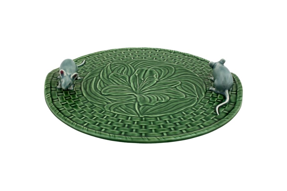 bordallo Pinheiro cheese tray green with mouse