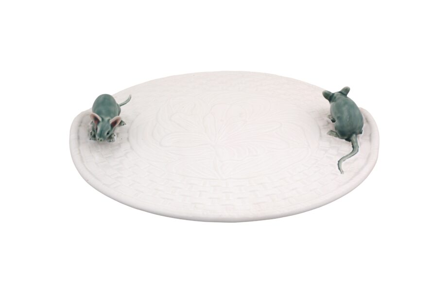 bordallo Pinheiro plateau fromage blanc avec souris