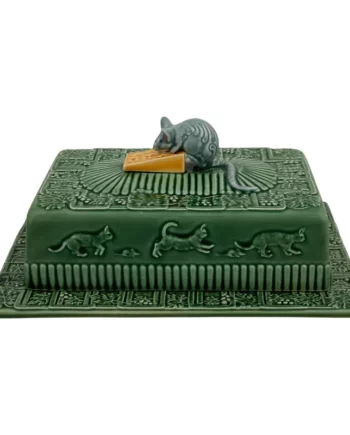 bordallo pinheiro plateau fromage souris avec couvercle vert